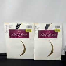 VTG Hanes Silk Reflections Pantyhose Silky Sheer 718 EF Jet Black ControlTop lot