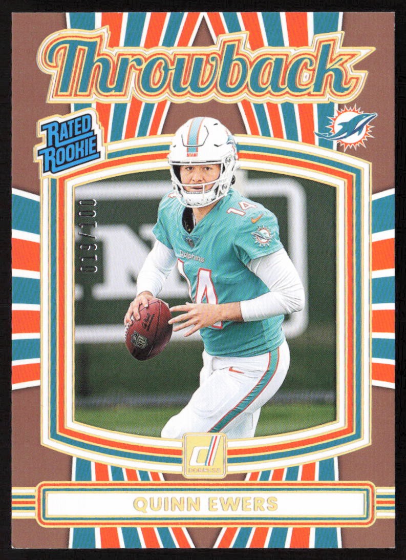 2025 Donruss Rated Rookies Throwback Studio Series /100 Quinn Ewers #4 Dolphins