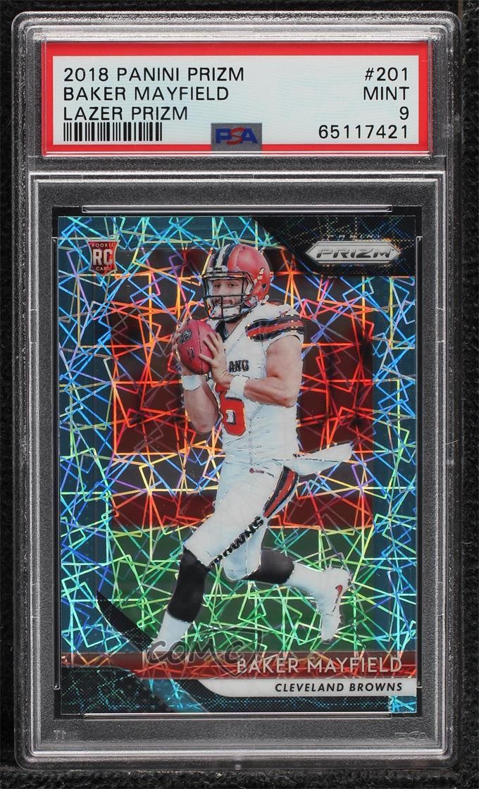 2018 Panini Prizm Rookie Lazer Prizm Baker Mayfield #201 PSA 9 MINT 0ls