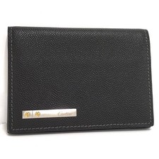 Cartier Santos Business Card Holder Leather Black Used SKAI-0