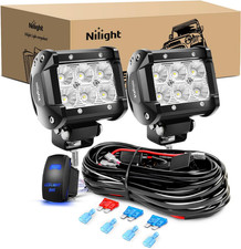 LED Light Bar 2PCS 18W Flood off Road Lights 12V 5Pin Rocker Switch Wiring Harne