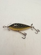Nice Vintage Heddon 300 Musky Minnow Wood Fishing Lure W Glass Eyes Crackleback