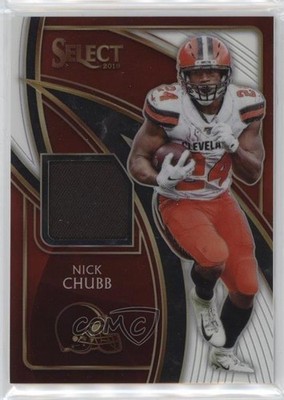 2019 Panini Select Swatches White Prizm 49/75 Nick Chubb #SS-49 0p1q