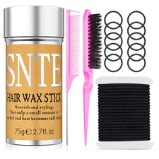 Hair Wax Stick Styling Kit with Slick Back Hair Brush  20 Damage-Free Hair Ties