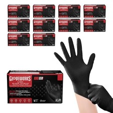 GLOVEWORKS HD 6 Mil GWBN Latex Free Nitrile Disposable Gloves, Black