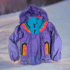 Rothschild Kute Kiddie Purple 90s Vintage Winter Jacket Kids Sz M/11 Aztec Neon