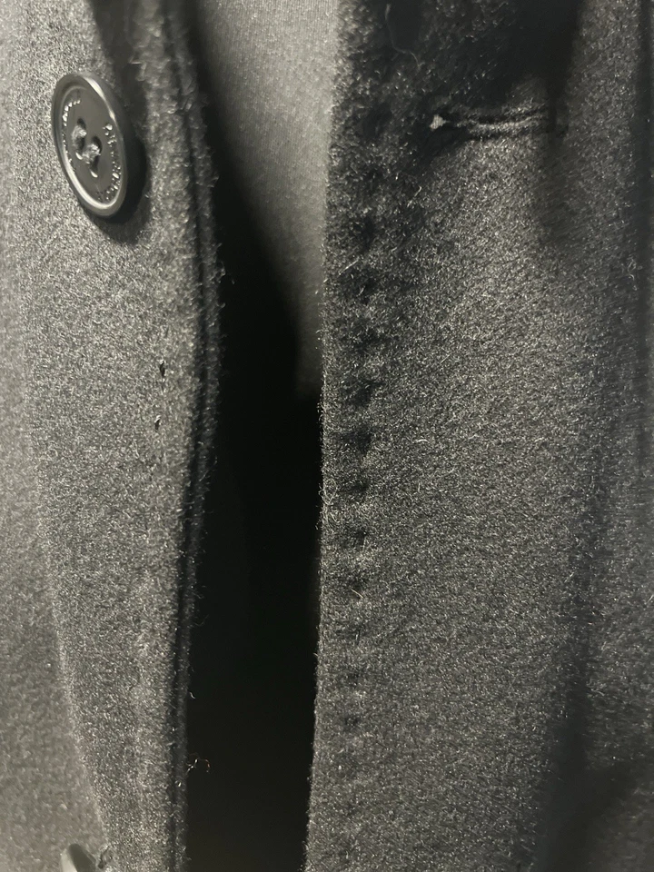 Men’s Black Wool Coat – Size S – Minimalist Stand-Collar Design - Image 2 of 4