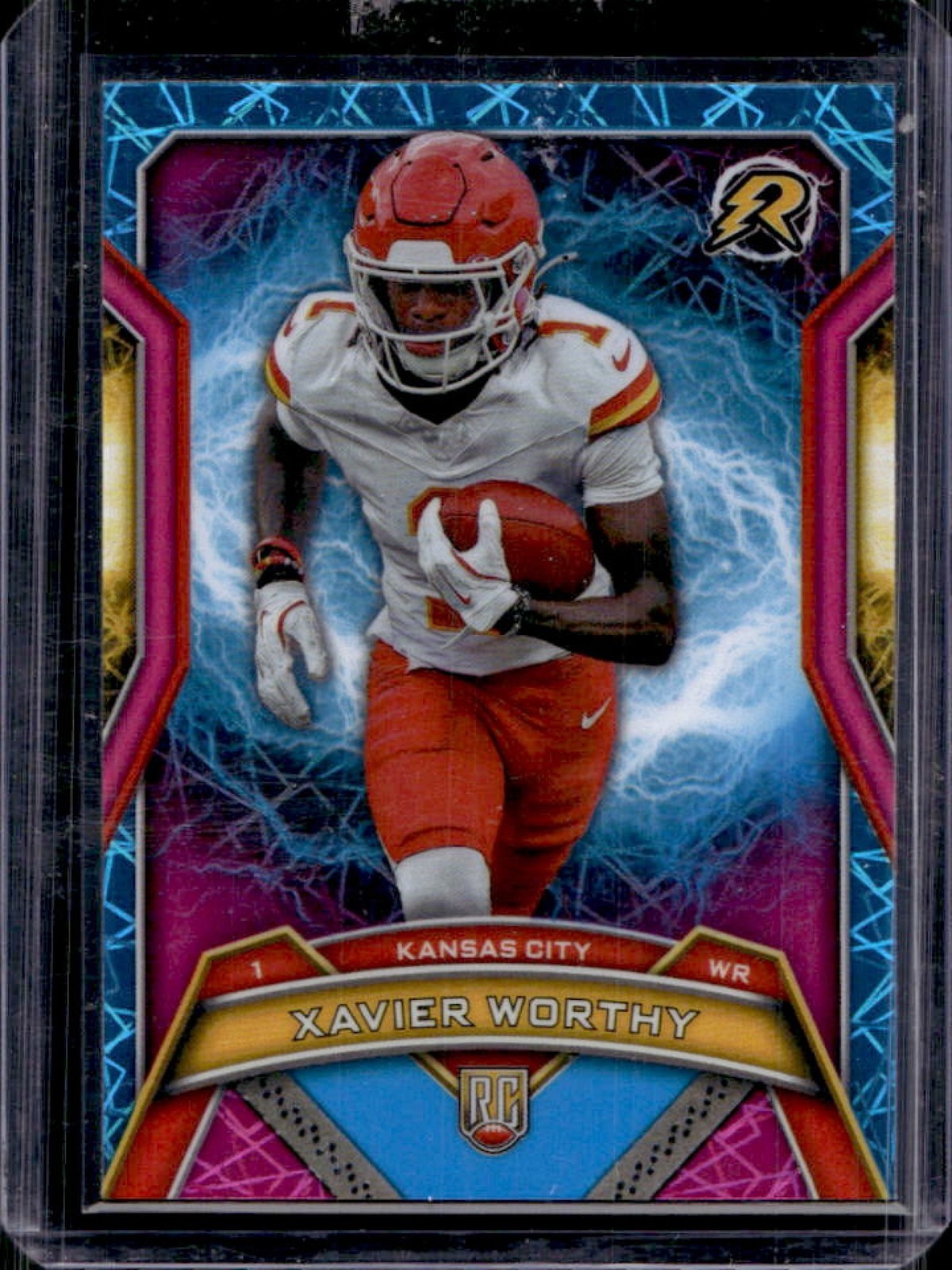 2024 Topps Resurgence Xavier Worthy RC Sky Blue and Pink Shock #143 Chiefs
