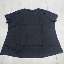 Solid Black Basic Crew Neck Short Sleeve Tee Shirt Women's Size 3XL New