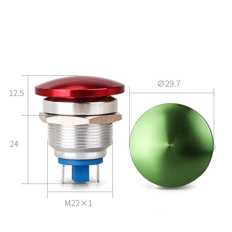 New Button 22mm Thread Momentary Red Mushroom Head Push Button Switch 1NO IP67  - Image 4 of 4