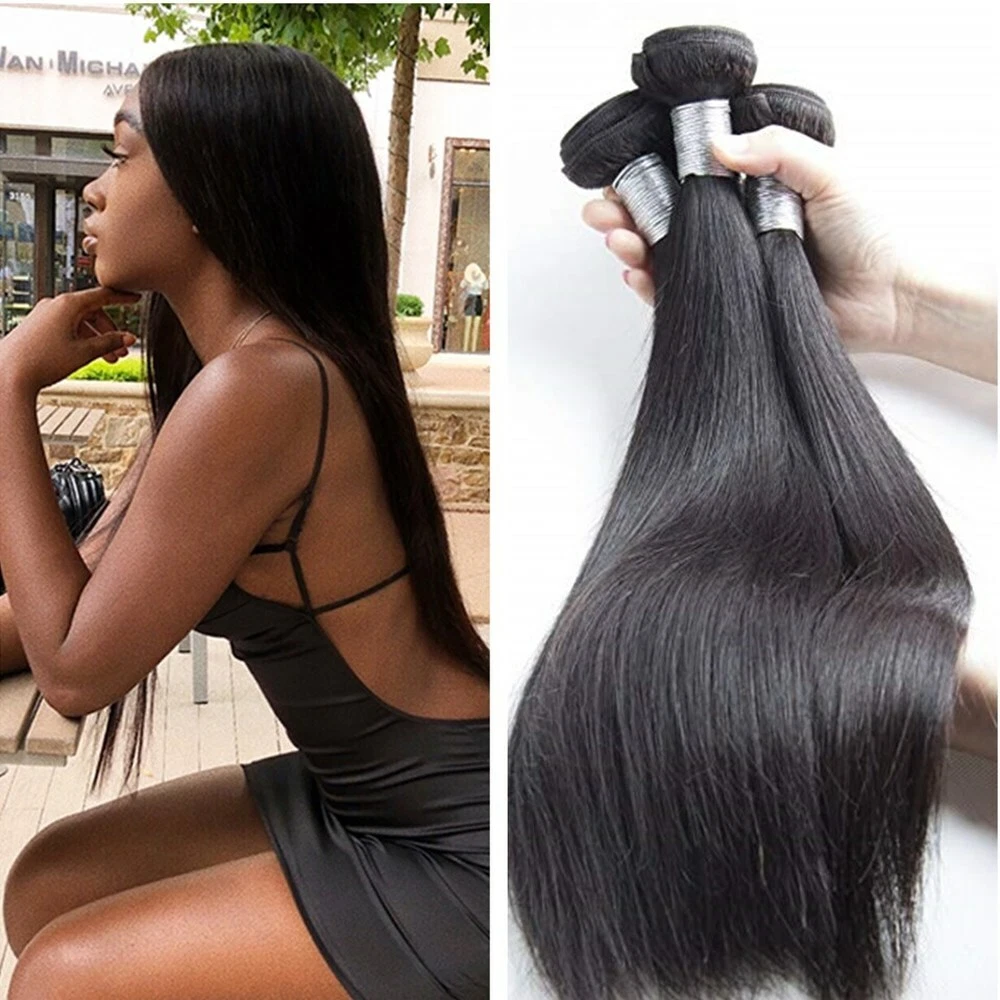 Human hair top extensions 4 bundles