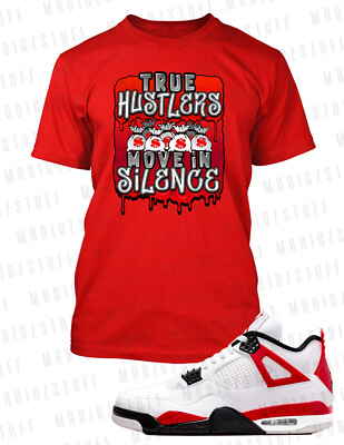 True Hustlers Never Sleep Sneaker Tee to Match J4 Red Cement Graphic Big Tall Sm
