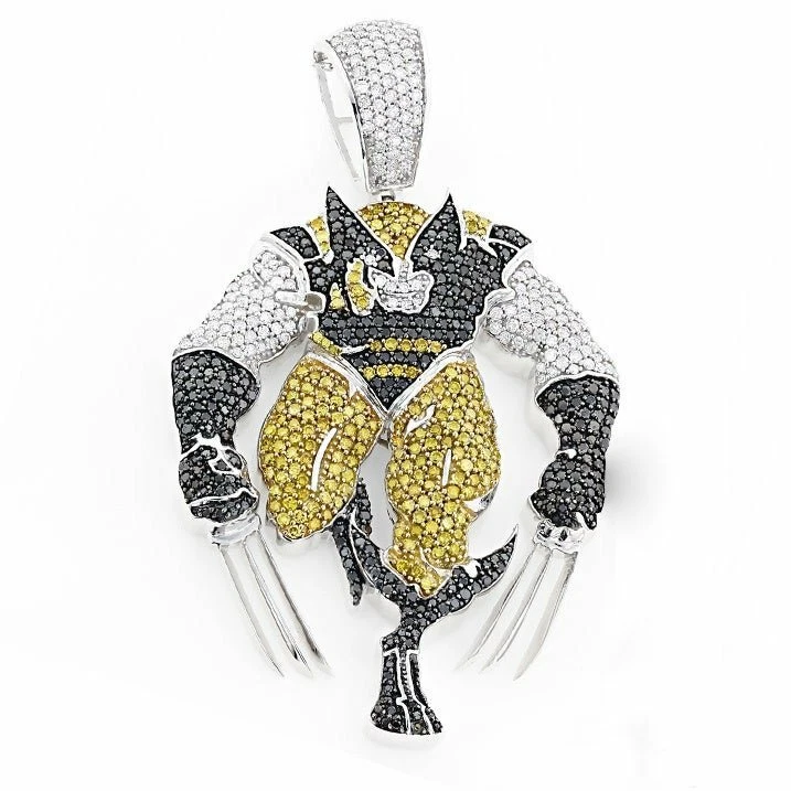 Блестящие черные с желтым и белым цирконием X мужские кулоны хип-хоп супергерои - Изображение 3 из 4