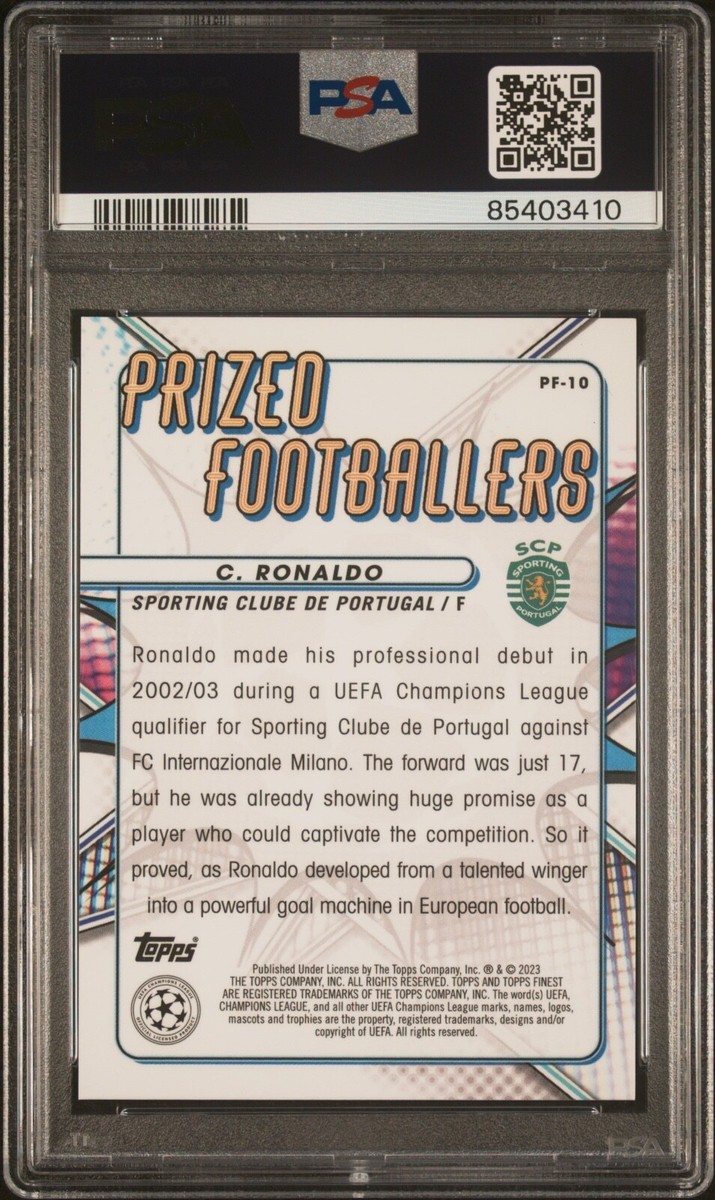 2022-23 Topps Finest Cristiano Ronaldo Prized Footballers Green