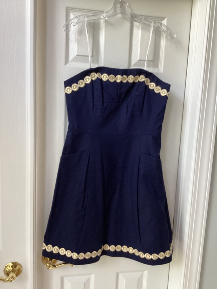 Lilly Pulitzer Blossom Womens Size 10 Navy Blue Strapless Dress,New | eBay