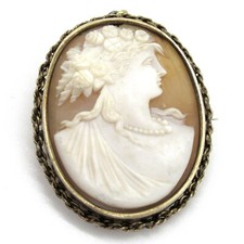 PRUNK Muschel Gemme Kamee Anhänger Brosche Double Antik signiert Göttin Demeter