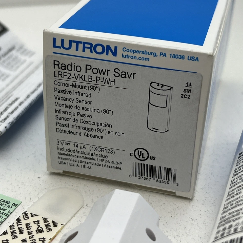 Lutron LRF2-VKLB-P-WH Corner Mount Infrared Wireless VACANCY Sensor 3V - Image 2 of 4