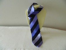 SERGIO ALVAJEE Silk Tie Purple Lilac Black Striped Pattern 160cm Made In Italy