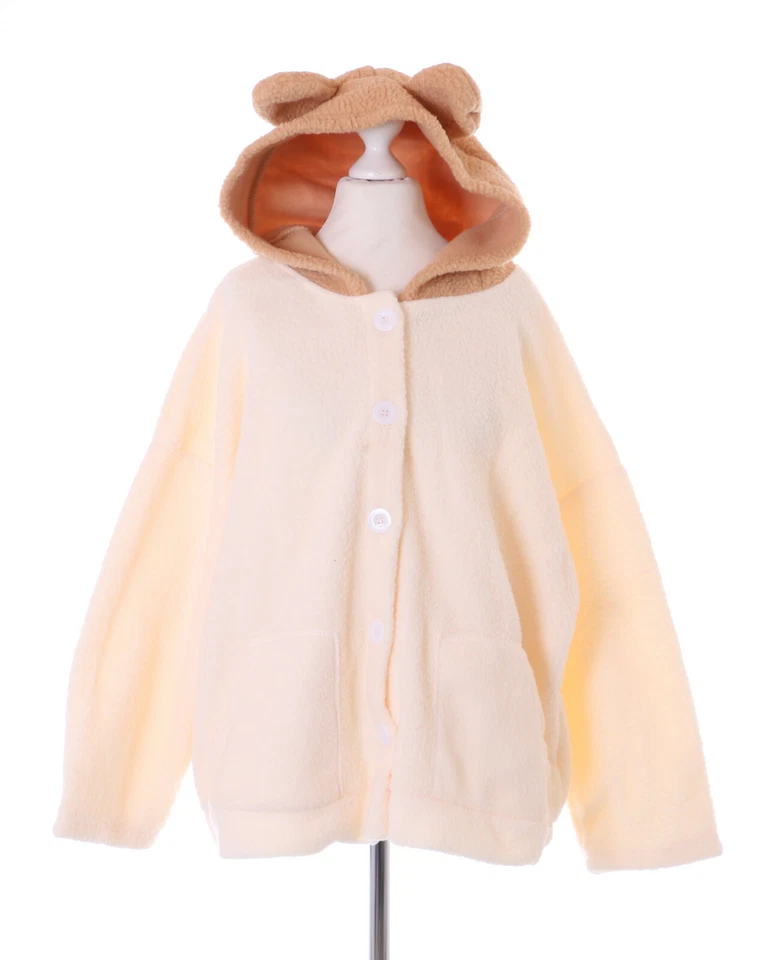 TS-334 Beige niedlich Lammfell-Optik Teddy Ohren Kapuze Oversized Fleece Jacke - Bild 2 von 4