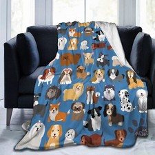 Cute Dogs Animal Pattern Throw Blanket Ultra Soft Warm All Season Decorative ...