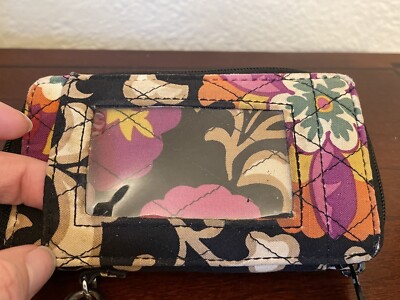 Vera Bradley Wristlet Zip Wallet ID Black, Tan, Purple Blue Suzani