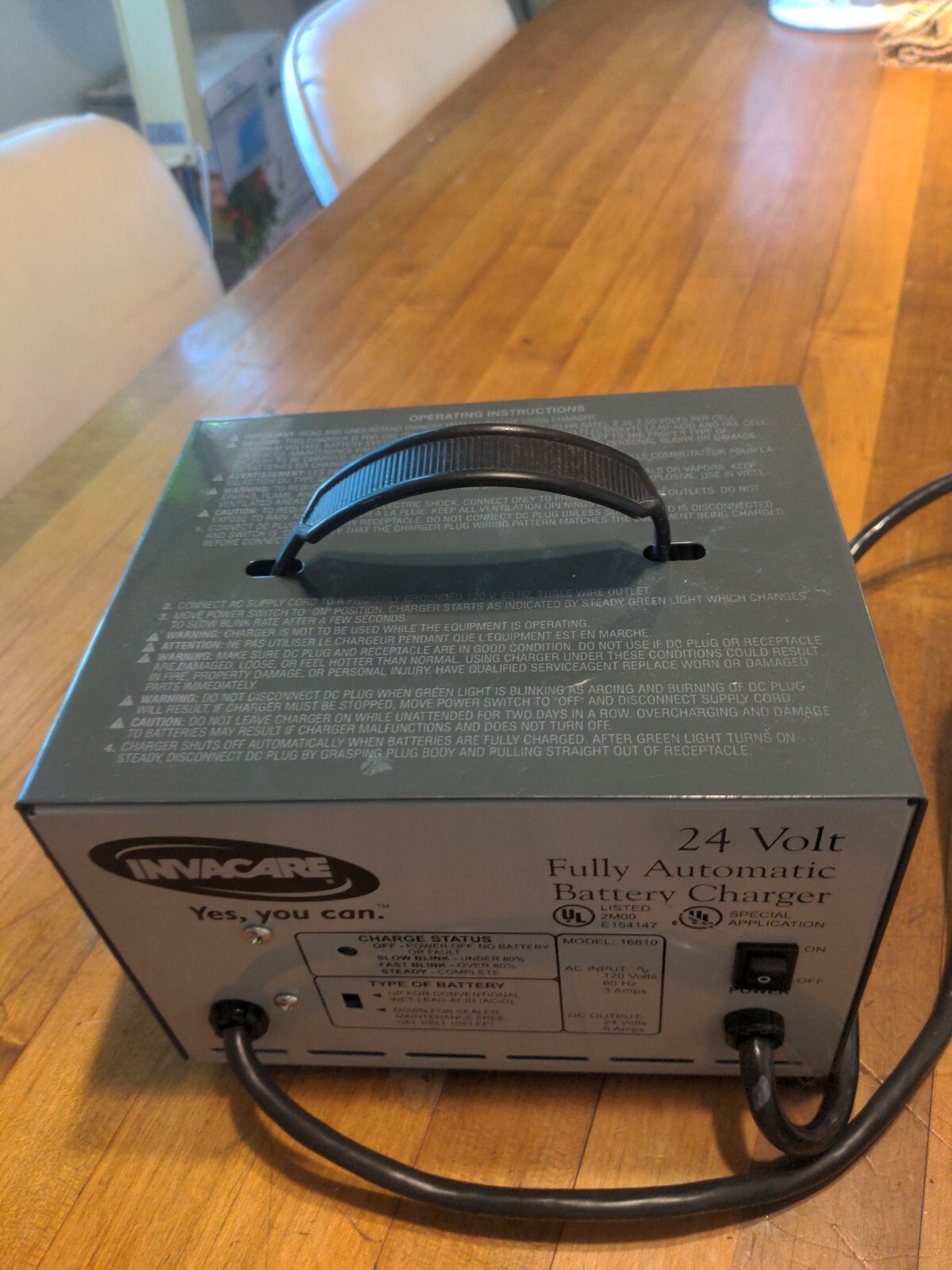 INVACARE Power Wheelchair 24 Volt 8 Automatic Battery Charger 16810