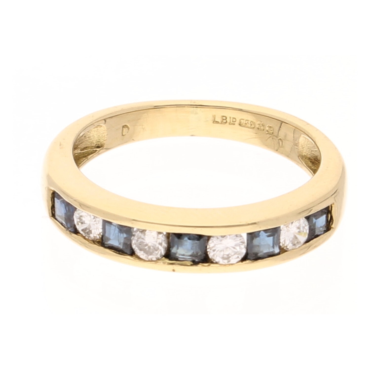 18Carat Yellow Gold Sapphire & Diamond Eternity Ring (Size I) 3.5mm Wide