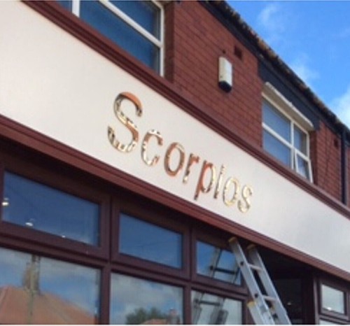 Gold Shop Front Mirrored Signs Bespoke Made, Many Colour Mirror Choices