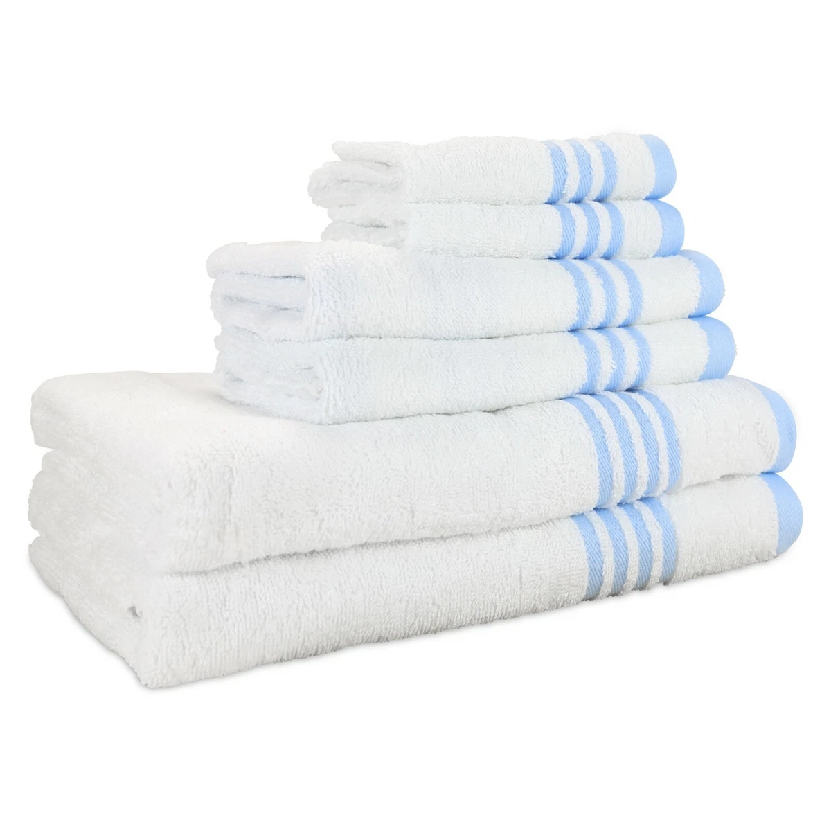 6 Piece Metro Bathroom Towel Set - Striped Color Options - Soft Ring-Spun  Cotton