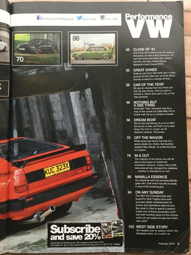 Performance VW Magazine - February 2014 - Mk1 Scirocco 16v, Carbon RS4, Golf G60 - Picture 3 of 3