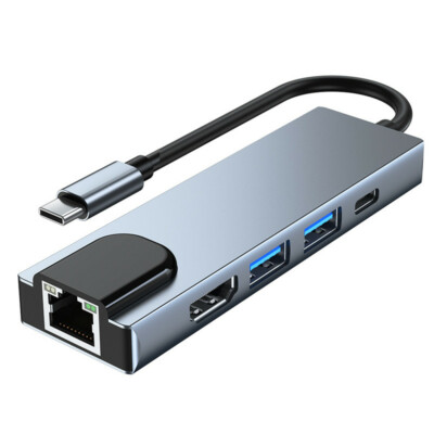 Typ-C auf RJ45 LAN Ethernet HDMI-kompatibel USB 3.0 C Dock Adapter für MacBook