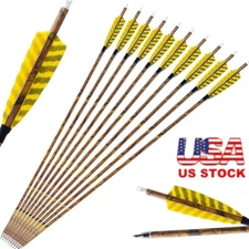 30" Carbon Arrows SP500 4" Turkey Feather Screw Tips Points Archery Bow Hunting