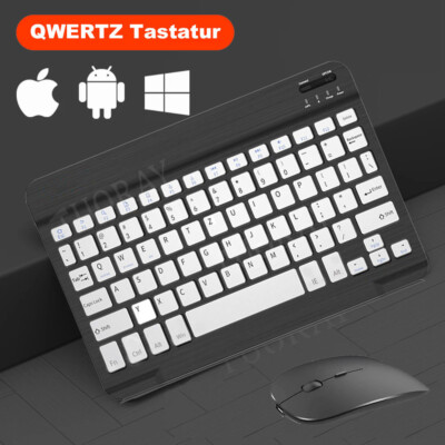 Tastatur Funk Maus Wireless Kabellos Keyboard Bluetooth PC iPad Layout Deutsch