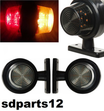 2 Luci Ingombro LED Rosso Arancio Lente Fumè Braccio Gomma per Camion Rimorchio