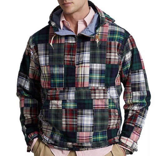Polo Ralph Lauren Men's Patchwork Madras Pullover Hooded Jacket - Size LARGE - Picture 16 of 17