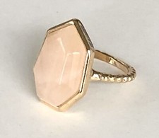 Avon Pink Hope Rose Quartz Ring Size 8 Gold tone