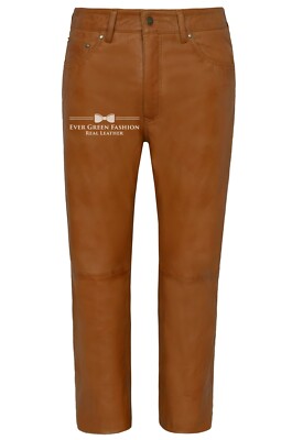 Herren Lederhose hellbraun Motorrad Style | 100% WEICHES NAPA LEDER Jeans Style 501