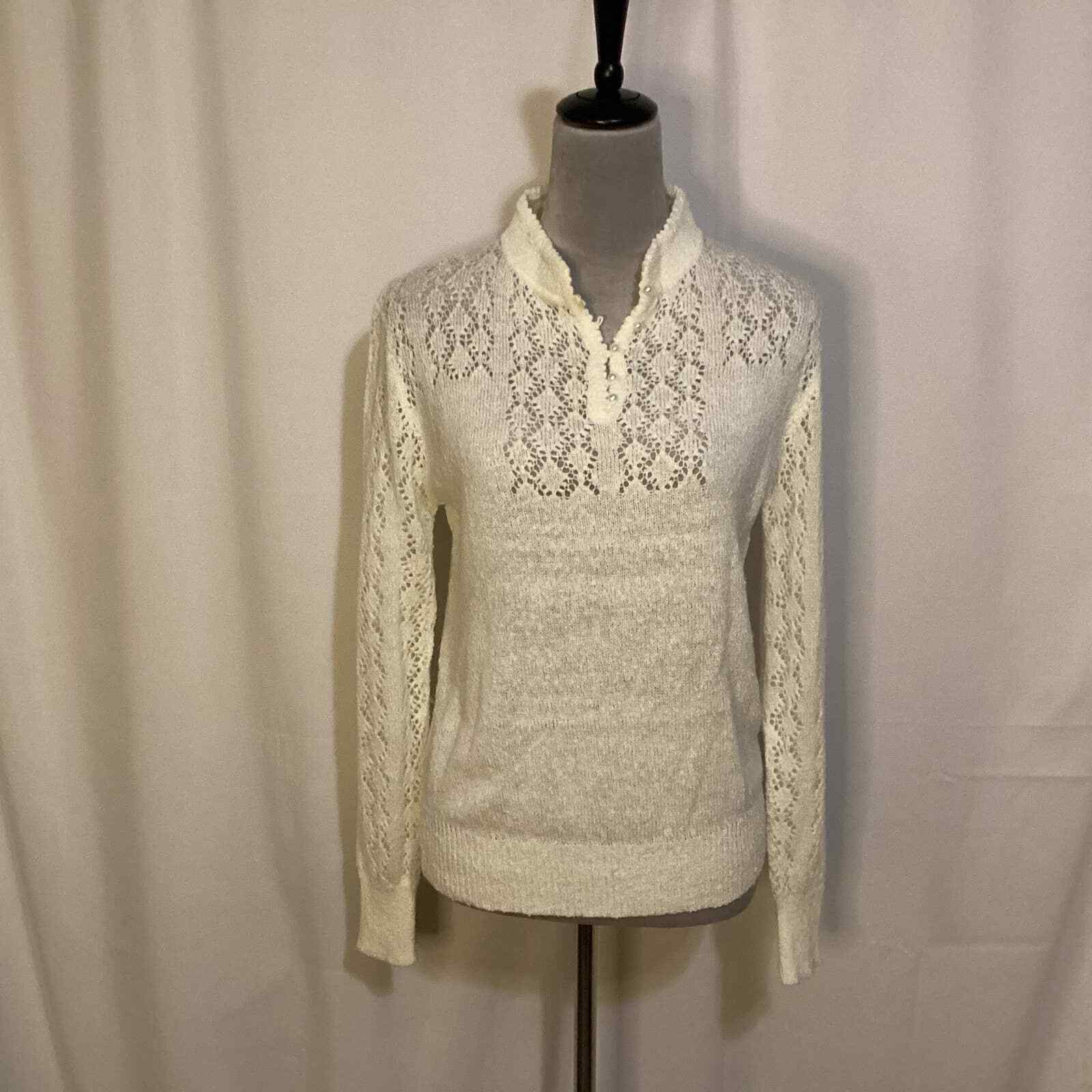 Vintage ladies sweater white by Persuasion size s… - image 1
