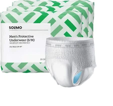 Solimo Incontinence Underwear for Mn, Maximum Absorbency, S/m 60ct, 3Pk of 20