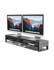 2 Tiers Dual Monitor Stand with 4 USB 3.0 Ports Hub, Double Monitor Riser, Me...