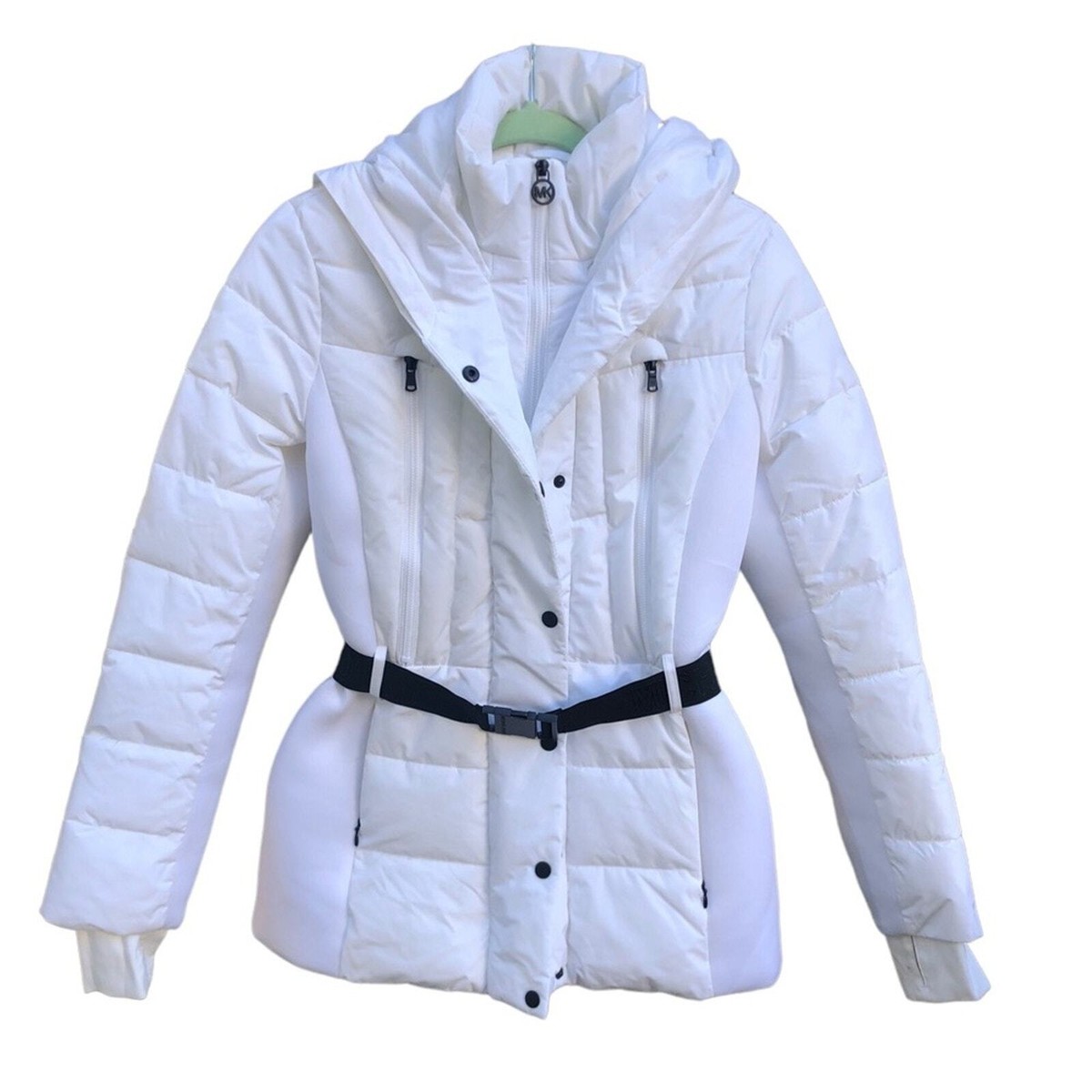 MICHAEL MICHAEL KORS WHITE BELTED PUFFER JACKET WOMEN'S SIZE SMALL