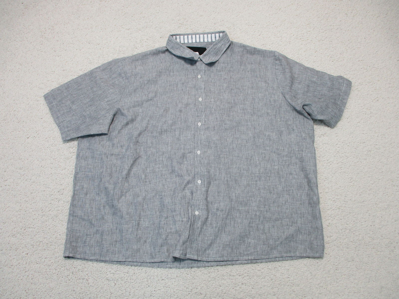 Winston Button Up Shirt 3XL XXXL Gray Casual Short Sleeve Cotton Modern Fit Mens
