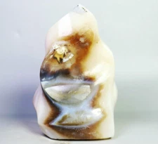 340g Natural Polished Moss Agate Stone Quartz Crystal Flame Freeform Madagascar