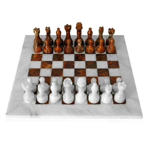 Tablero De Ajedrez De Mármol Blanco Y Rojo Con Ajedrez MARBLE CHESSBOARD 40X40 - Imagen 1 de 1