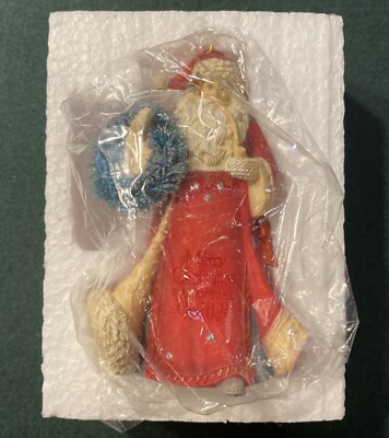 RARE Karen Hahn Santa With Wreath Ornament, The Heart of Christmas, NIB