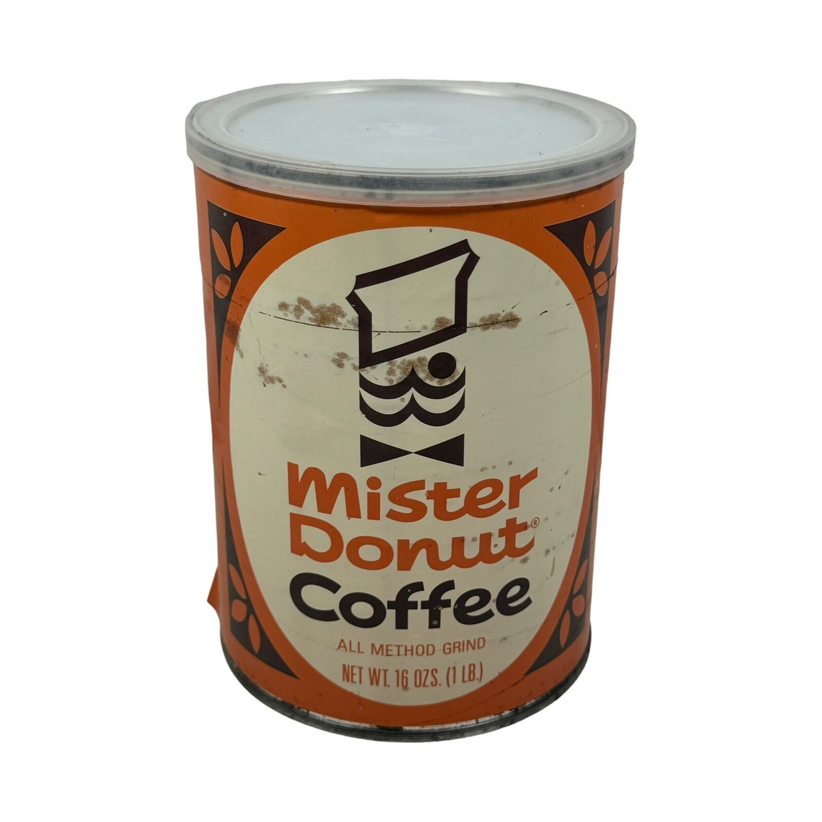 Vintage Mister Donut Coffee Tin Can - Pre Dunkin' Donuts - RARE