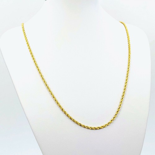 22K Gold Rope Chain Necklace 21.75" Hollow 2mm Hallmarked Genuine Made In Italy - Picture 10 of 11