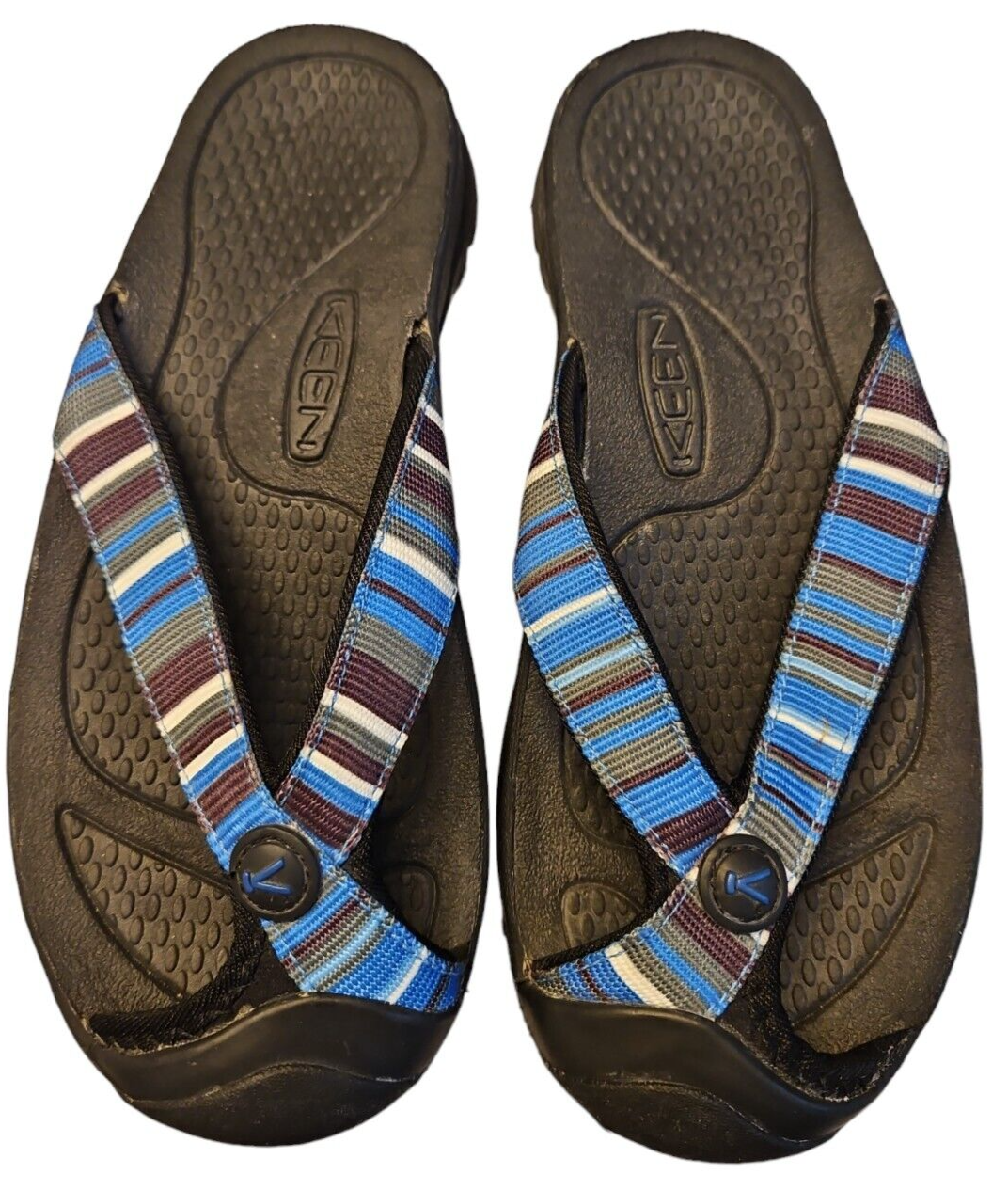 Sandali infradito Keen Youth 4 Waimea blu a righe punta chiusa slip on outdoor