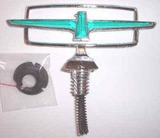 1977 1978 1979 New Thunderbird Chrome Hood Ornament With Light Green Insert