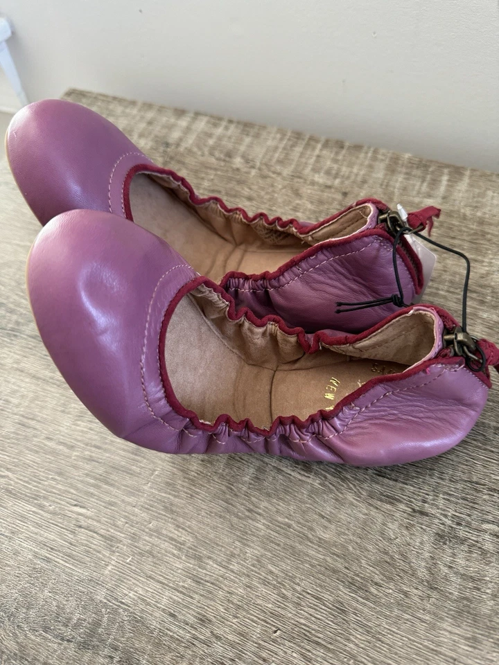 Nuevo GAP Zapatos Planos de Ballet de Cuero Scrunch Tacón Morera Cremallera Para Mujer Talla 6 Foto 3 de 4